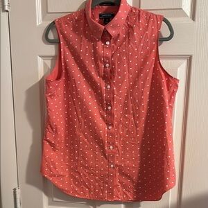 Lands' End Pink Sleeveless Button Down Shirt with Dress Shirt Collar
